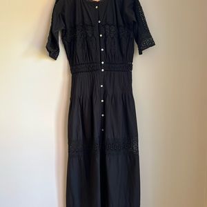 Love shack fancy, size small, 100% cotton, maxi, black